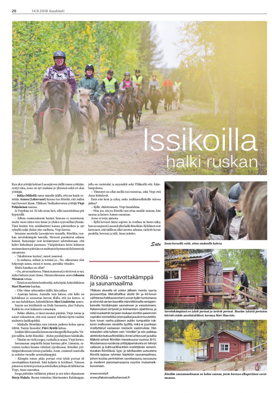 Ronola Article Pubslished in Kuukkeli 2018-09-14